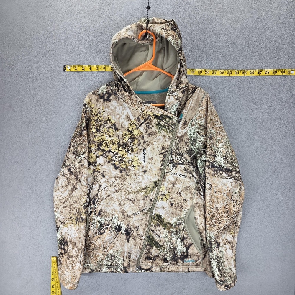 Cabela's Jacket Womens Large Camo Zonz Woodlands Fleece Lined Hoodie Hunting